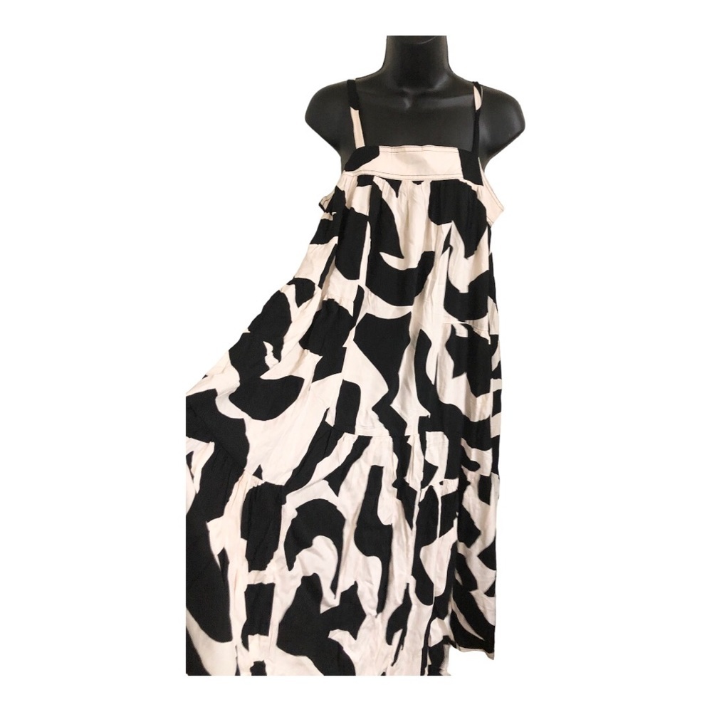 Anthropologie ATL Abel the Label cream black multi swing tent dress size XS newโ